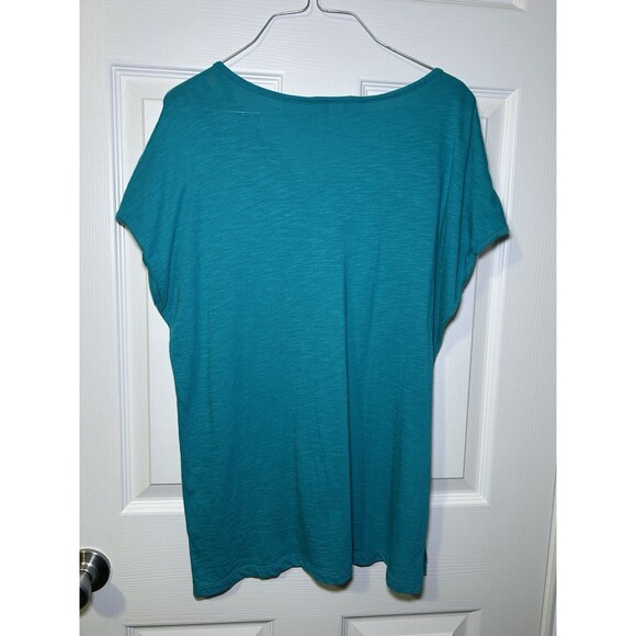 Christopher & Banks Women’s Braided Short Sleeve Shirt Teal Size Medium - Picture 4 of 5